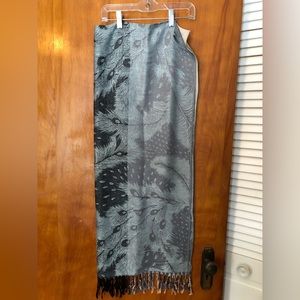 Cashmere pashmina, sage green, black, crème